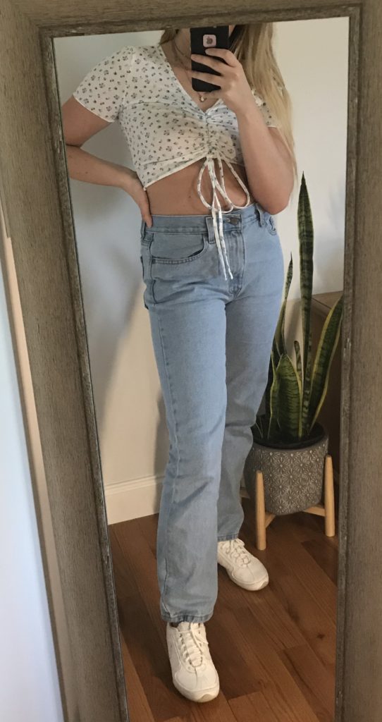 cropped floral drawstring shirt shein review and summer haul